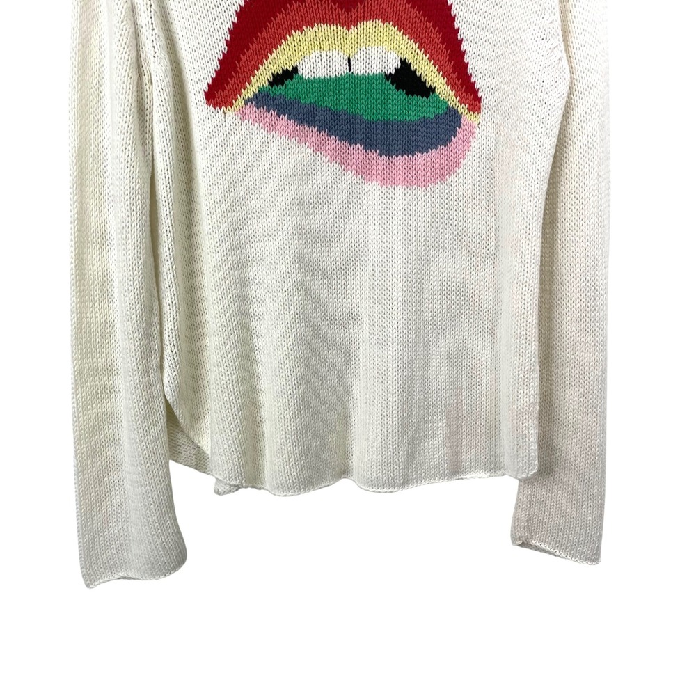Wooden Ships rainbow lips sweater Size M/L cream boho festival - Picture 4 of 8